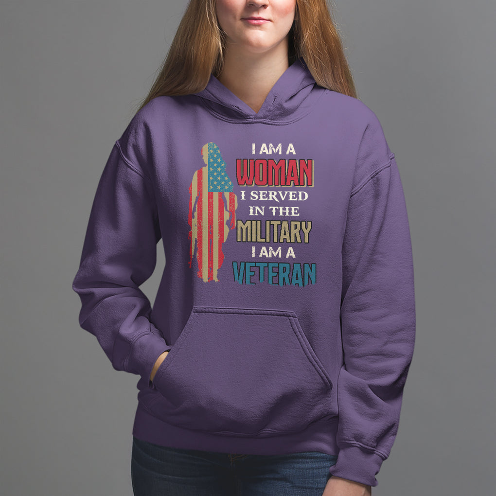 Female Veteran Hoodie I Am A Woman I Served In The Military I Am Veteran TS02 Purple Printyourwear