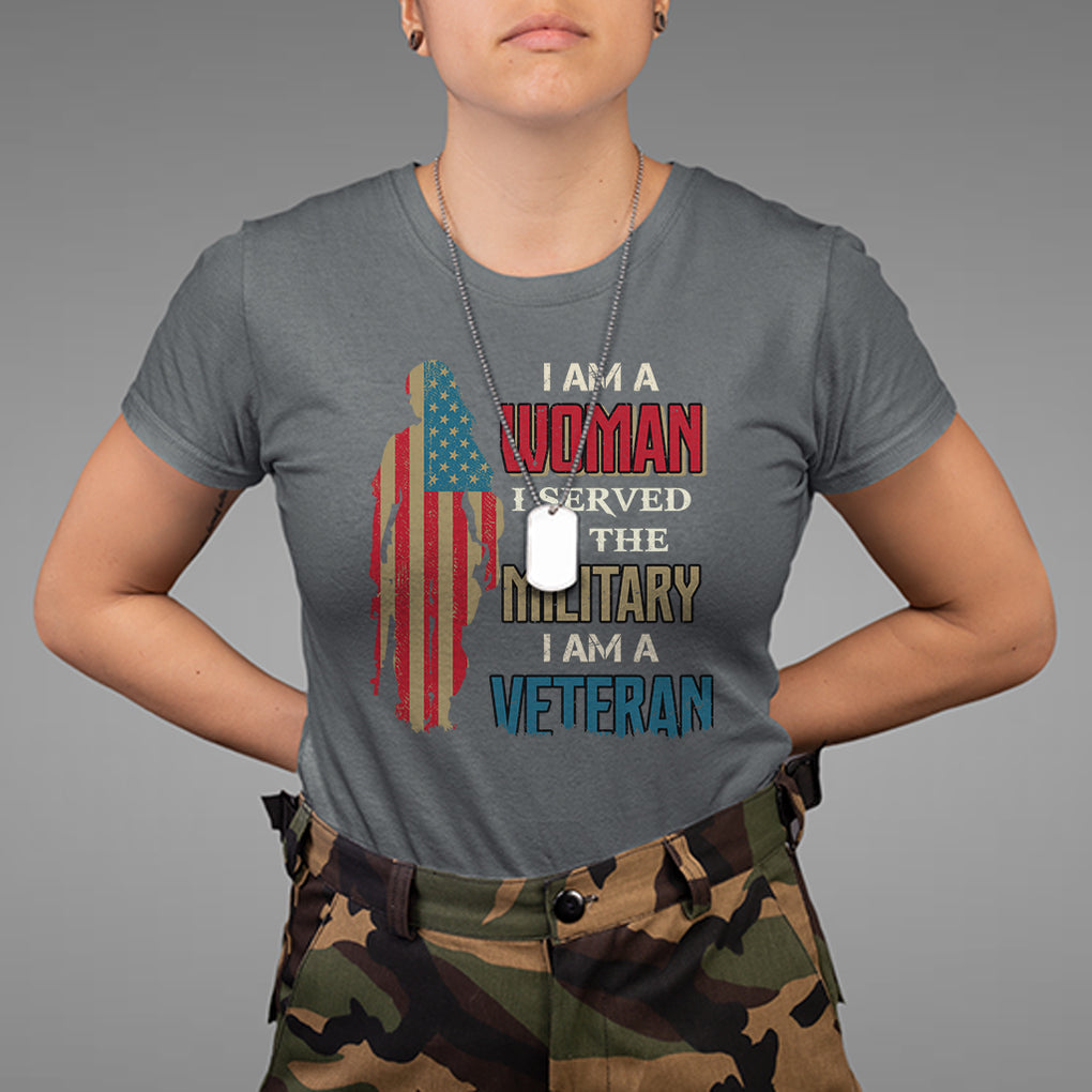 Female Veteran T Shirt I Am A Woman I Served In The Military I Am Veteran TS02 Dark Heather Printyourwear