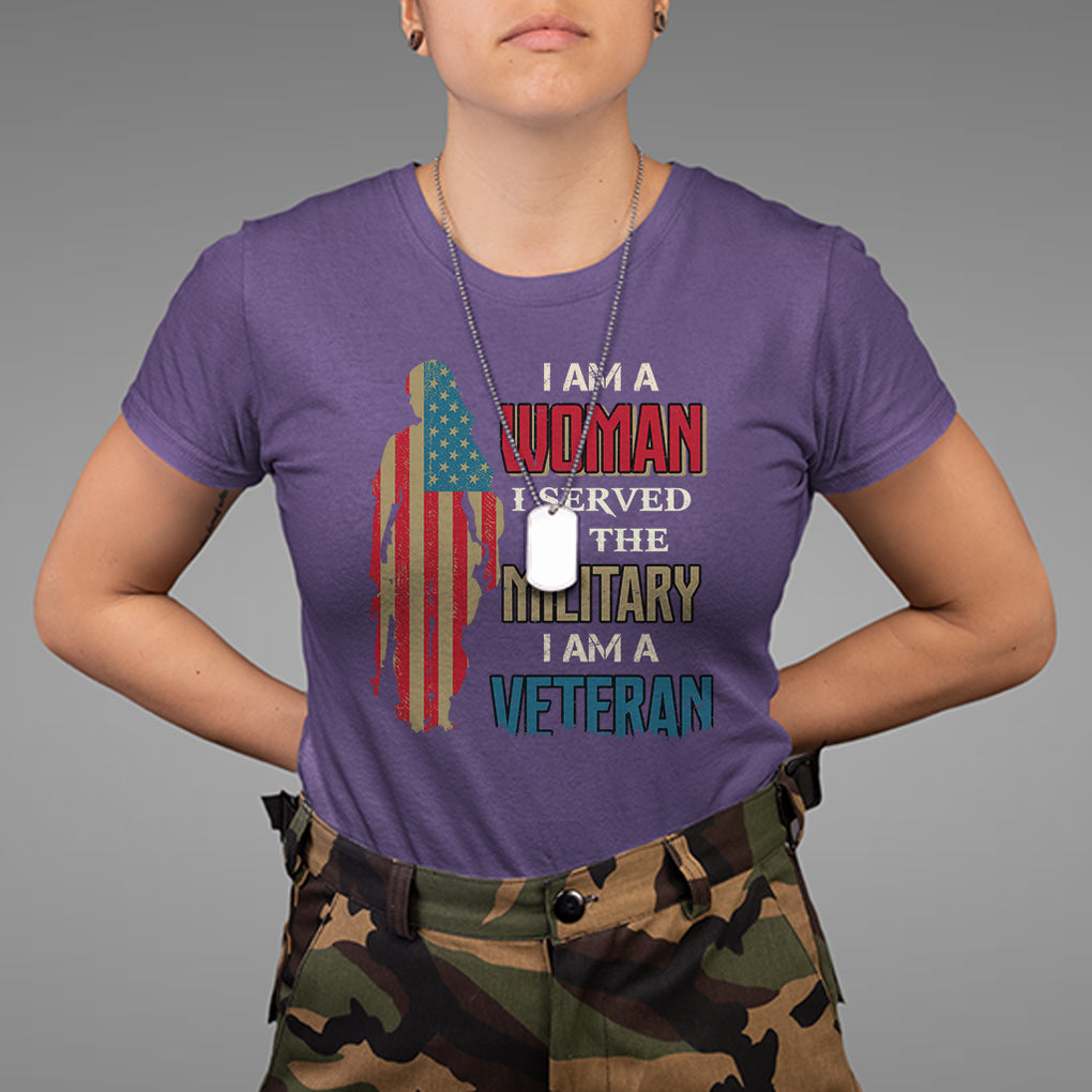 Female Veteran T Shirt I Am A Woman I Served In The Military I Am Veteran TS02 Purple Printyourwear