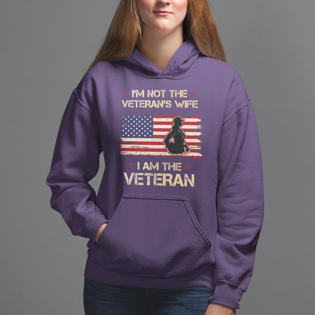 Female Veteran Hoodie I'm Not The Veteran's Wife I Am The Veteran American Flag TS02 Purple Printyourwear