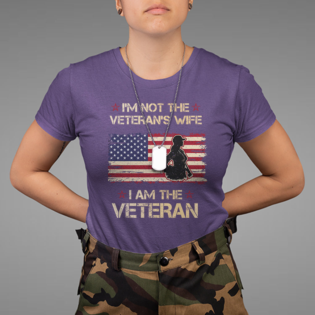 Female Veteran T Shirt I'm Not The Veteran's Wife I Am The Veteran American Flag TS02 Purple Printyourwear