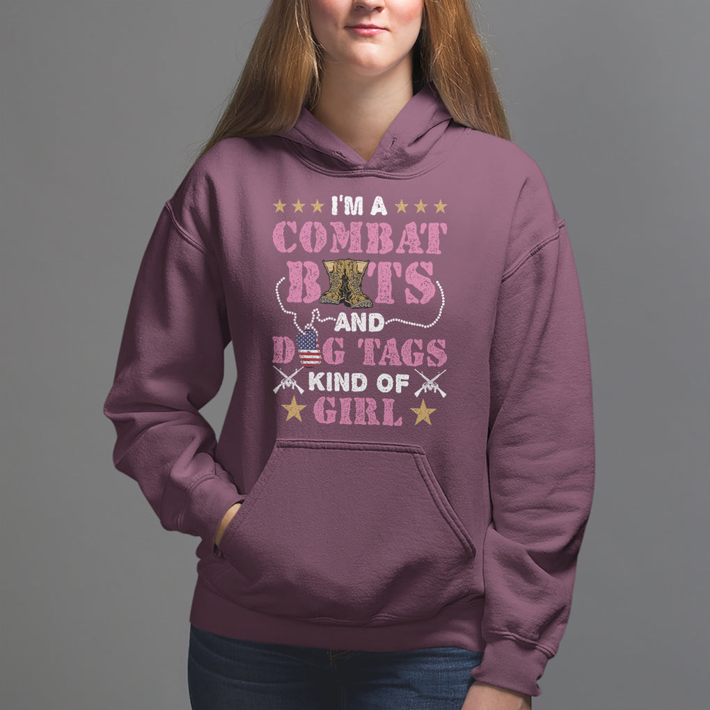 Female Veteran Hoodie I'm A Combat Boots And Dog Tags Kind Of Girl TS02 Maroon Printyourwear