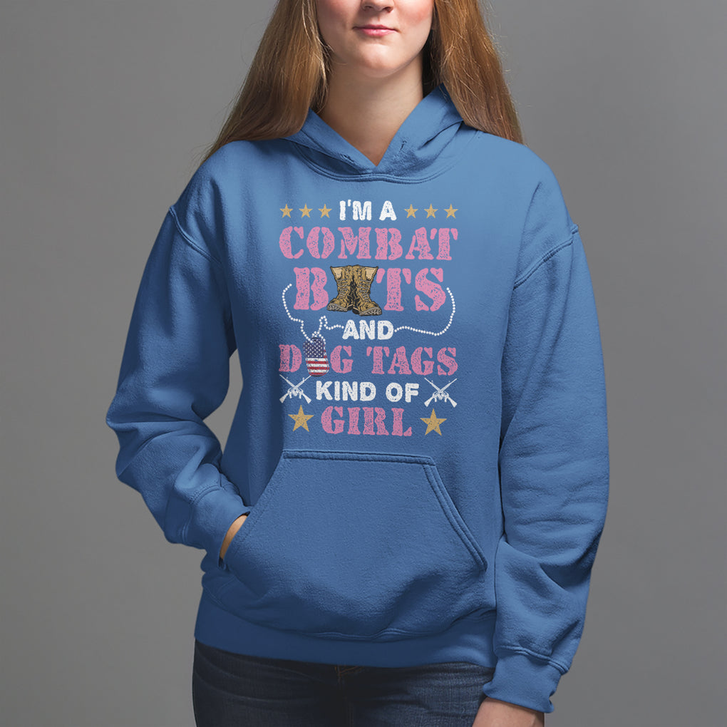 Female Veteran Hoodie I'm A Combat Boots And Dog Tags Kind Of Girl TS02 Royal Blue Printyourwear
