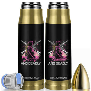 Female Veteran Bullet Tumbler Beautiful And Deadly Proud American Women Soldier TS02 Black Print Your Wear