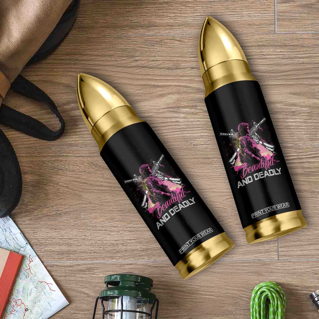 Female Veteran Bullet Tumbler Beautiful And Deadly Proud American Women Soldier TS02 Print Your Wear