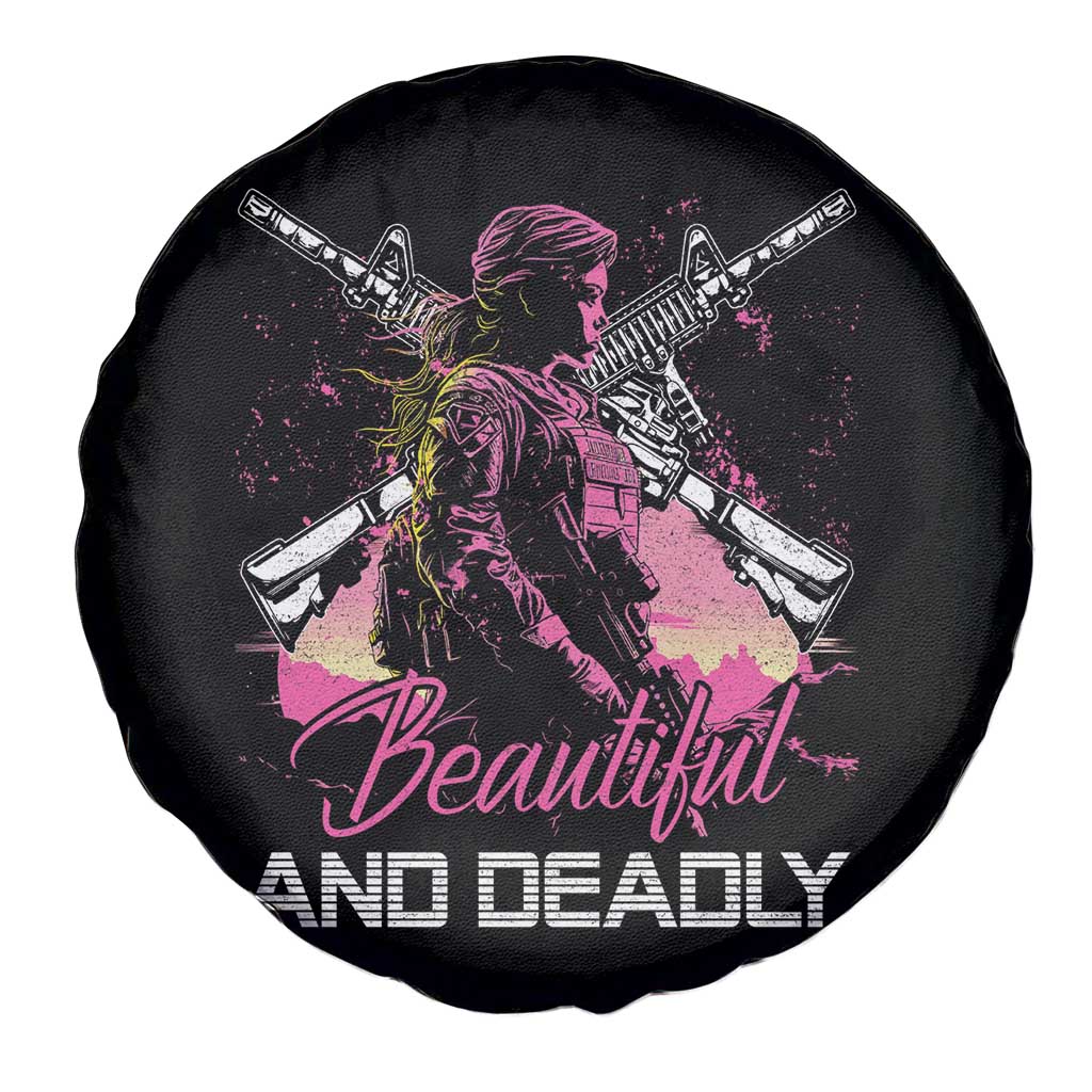 Female Veteran Spare Tire Cover Beautiful And Deadly Proud American Women Soldier TS02 Print Your Wear