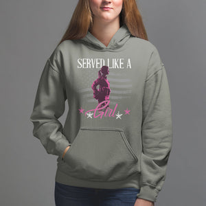 Female Veteran Hoodie Served Like A Girl American Flag US Pride TS02 Military Green Printyourwear