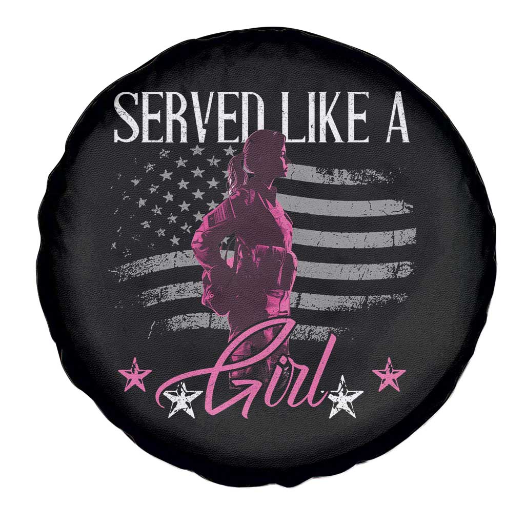 Female Veteran Spare Tire Cover Served Like A Girl American Flag US Pride TS02 Print Your Wear
