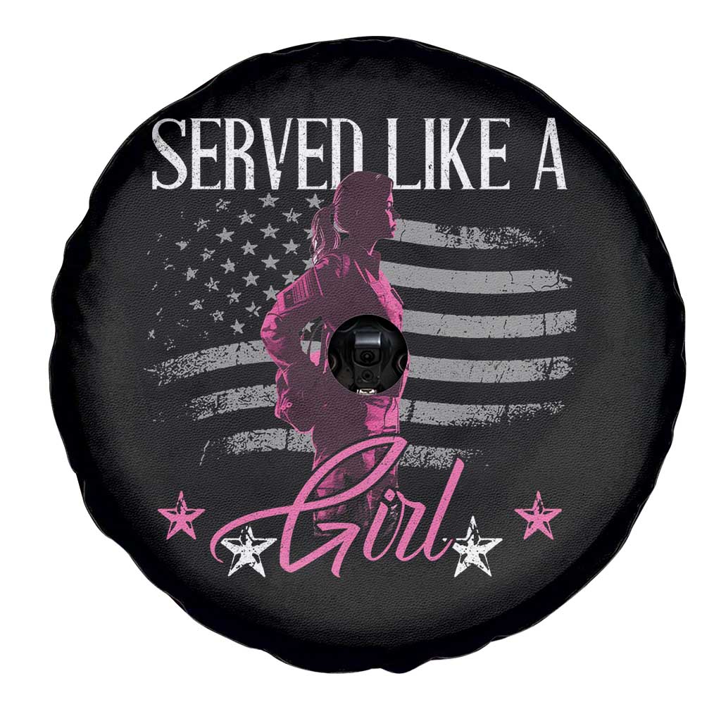 Female Veteran Spare Tire Cover Served Like A Girl American Flag US Pride TS02 Print Your Wear