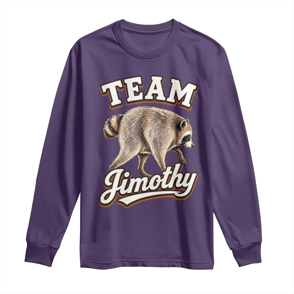 Team Jimothy Funny Viral Seattle Raccoon Legend Long Sleeve Shirt Trash Panda Meme Vintage Sports Style Graphic TS02 Purple Print Your Wear