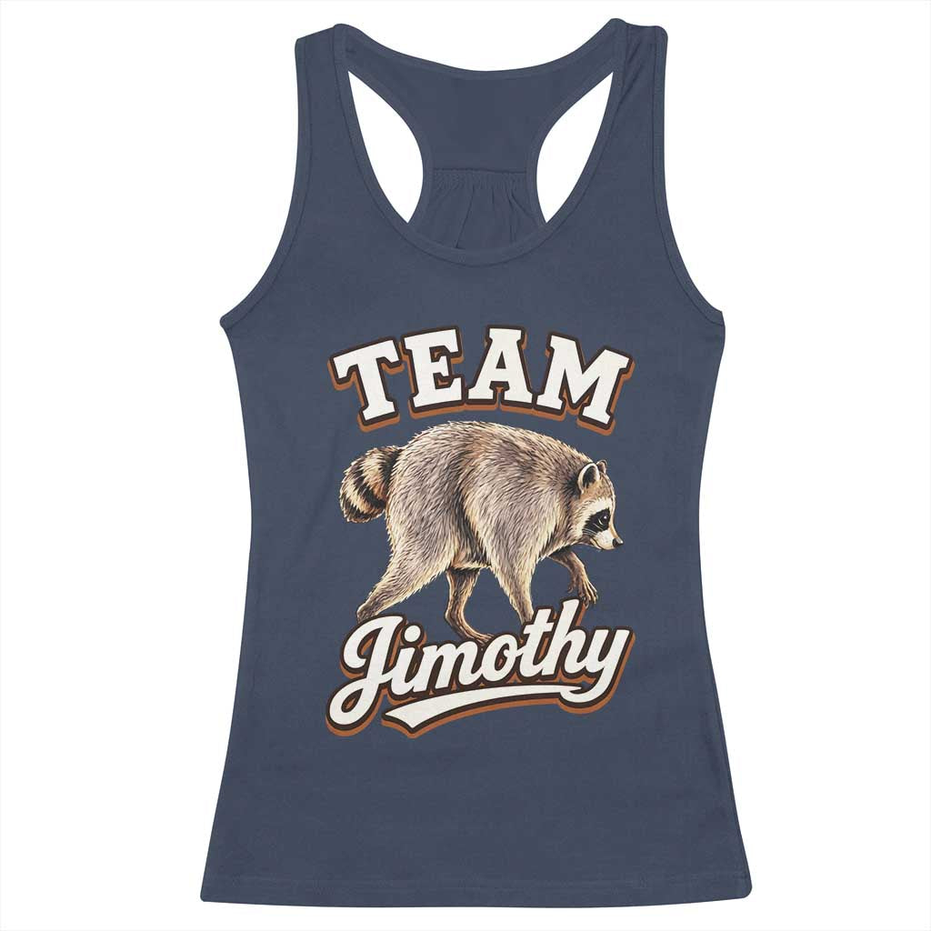Team Jimothy Funny Viral Seattle Raccoon Legend Racerback Tank Top Trash Panda Meme Vintage Sports Style Graphic TS02 Navy Print Your Wear