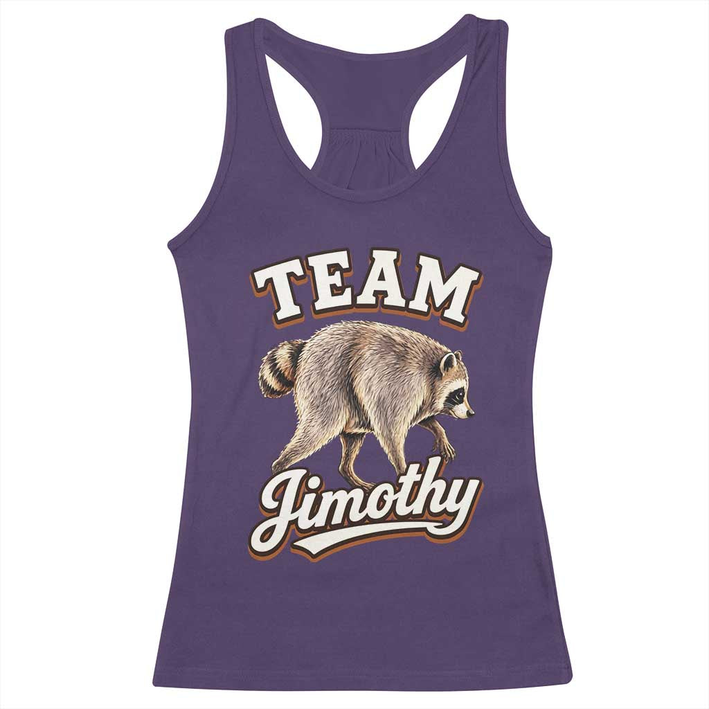 Team Jimothy Funny Viral Seattle Raccoon Legend Racerback Tank Top Trash Panda Meme Vintage Sports Style Graphic TS02 Purple Print Your Wear