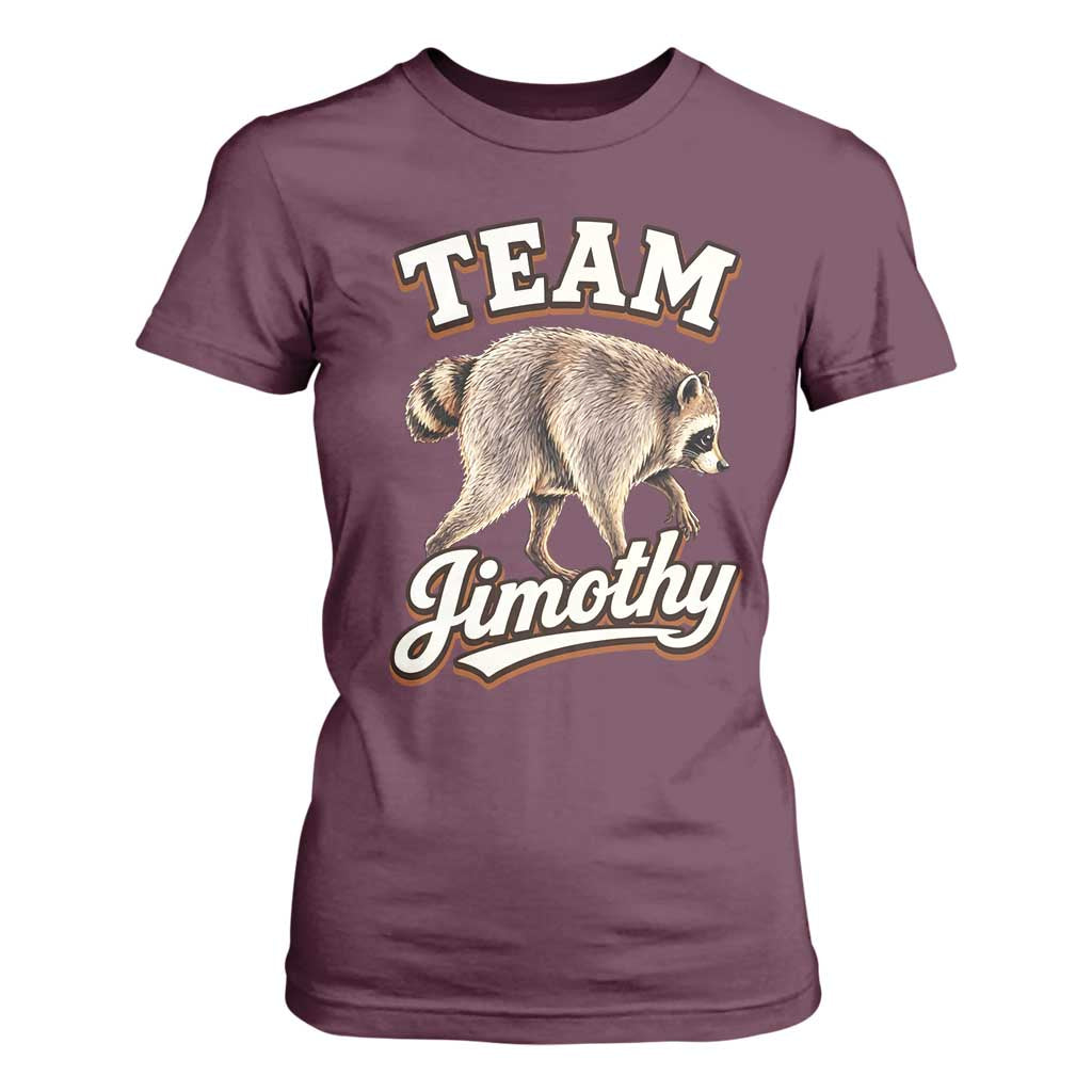 Team Jimothy Funny Viral Seattle Raccoon Legend T Shirt For Women Trash Panda Meme Vintage Sports Style Graphic TS02 Maroon Print Your Wear