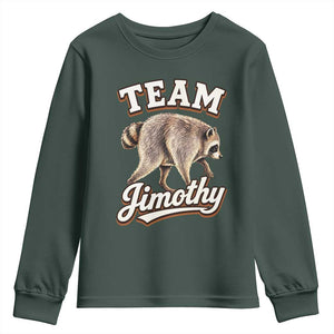 Team Jimothy Funny Viral Seattle Raccoon Legend Youth Sweatshirt Trash Panda Meme Vintage Sports Style Graphic TS02 Dark Forest Green Print Your Wear