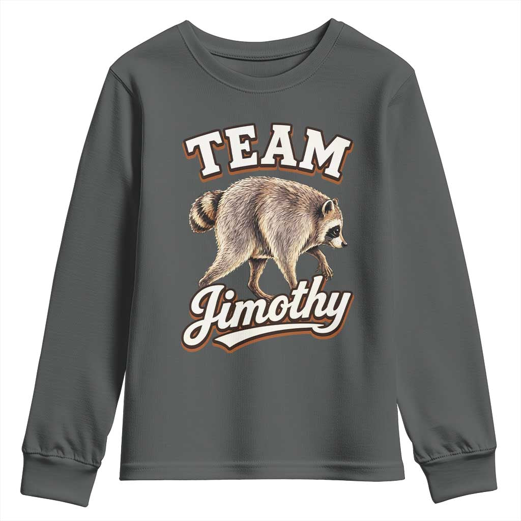 Team Jimothy Funny Viral Seattle Raccoon Legend Youth Sweatshirt Trash Panda Meme Vintage Sports Style Graphic TS02 Dark Heather Print Your Wear