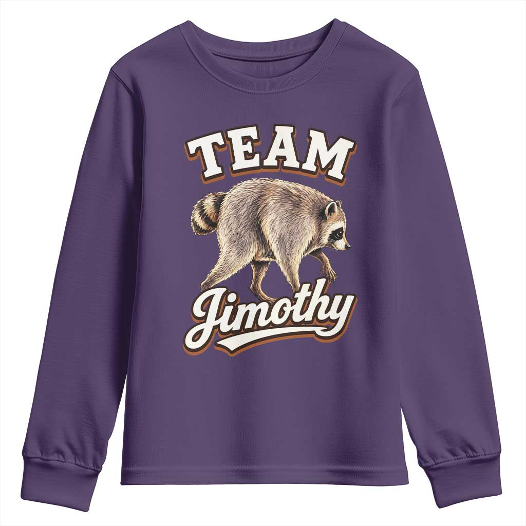 Team Jimothy Funny Viral Seattle Raccoon Legend Youth Sweatshirt Trash Panda Meme Vintage Sports Style Graphic TS02 Purple Print Your Wear
