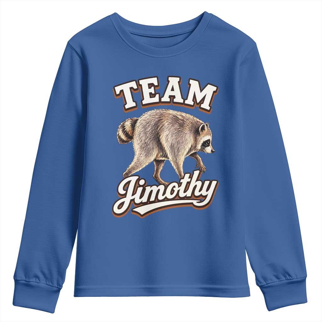 Team Jimothy Funny Viral Seattle Raccoon Legend Youth Sweatshirt Trash Panda Meme Vintage Sports Style Graphic TS02 Royal Blue Print Your Wear