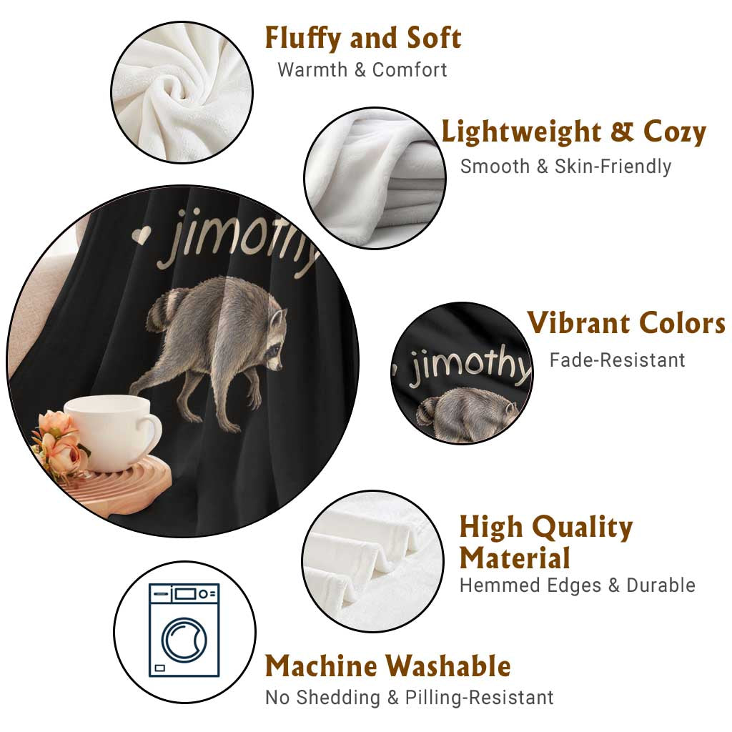 Cute Jimothy the Raccoon Heart Graphic Throw Blanket Viral Seattle Trash Panda Meme TS02 Print Your Wear