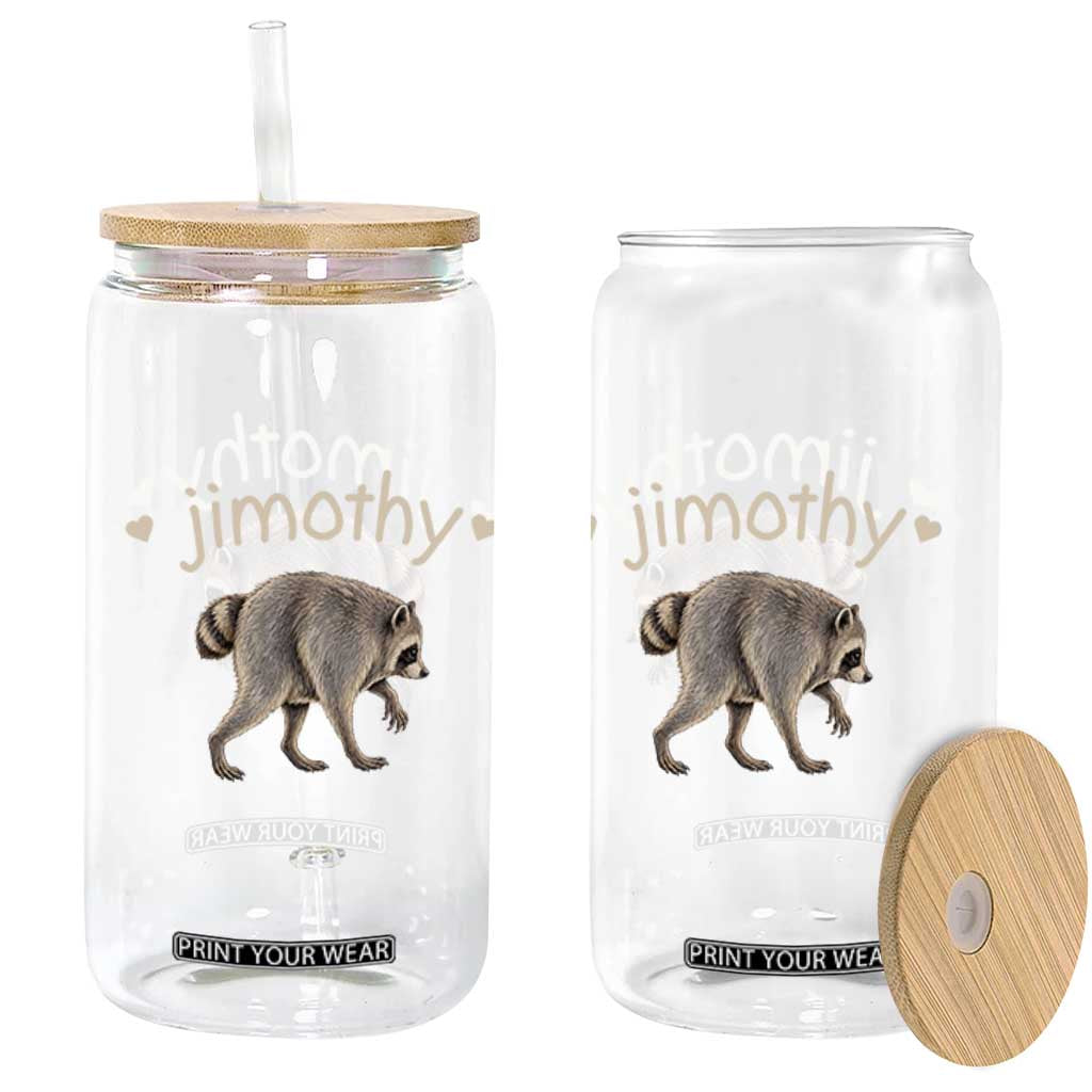 Cute Jimothy the Raccoon Heart Graphic Glass Can Viral Seattle Trash Panda Meme TS02 Print Your Wear