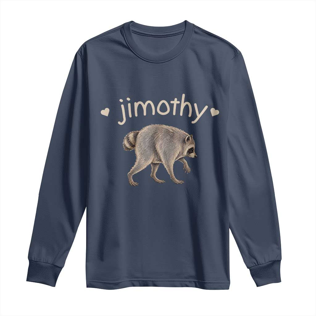 Cute Jimothy the Raccoon Heart Graphic Long Sleeve Shirt Viral Seattle Trash Panda Meme TS02 Navy Print Your Wear