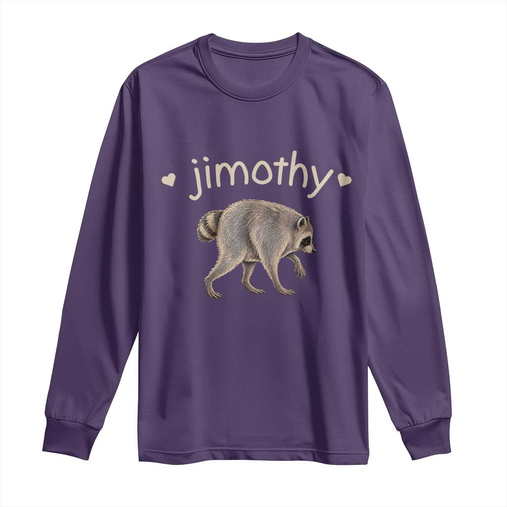 Cute Jimothy the Raccoon Heart Graphic Long Sleeve Shirt Viral Seattle Trash Panda Meme TS02 Purple Print Your Wear