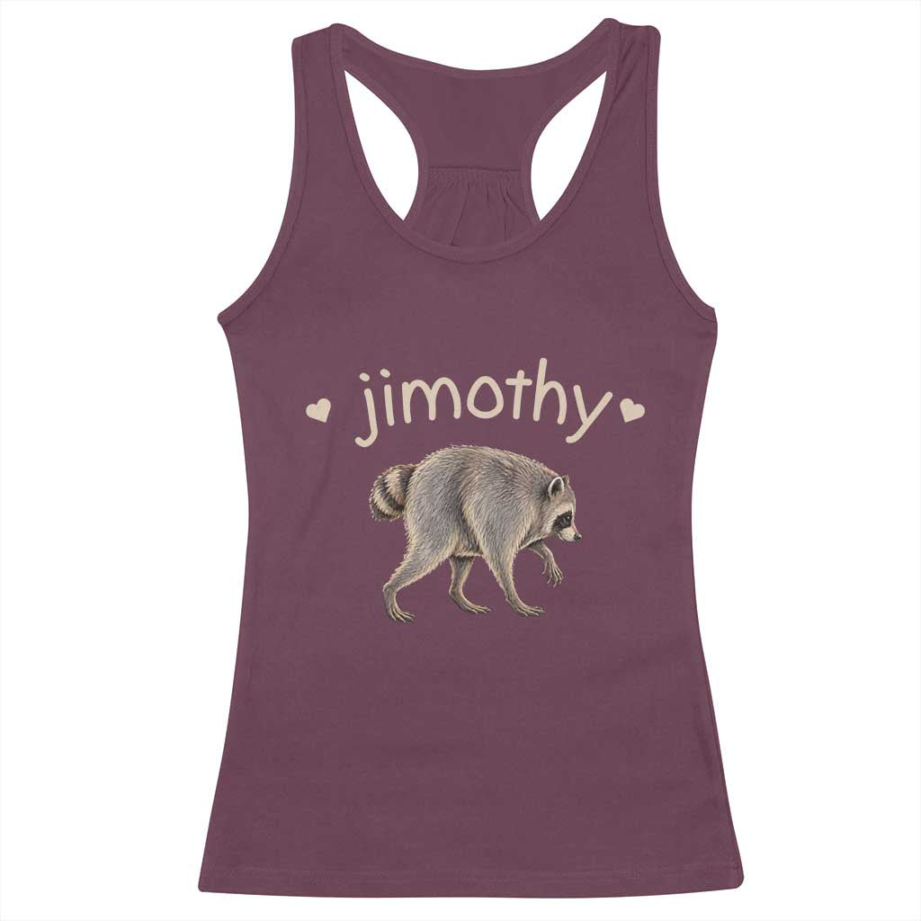 Cute Jimothy the Raccoon Heart Graphic Racerback Tank Top Viral Seattle Trash Panda Meme TS02 Maroon Print Your Wear