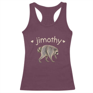 Cute Jimothy the Raccoon Heart Graphic Racerback Tank Top Viral Seattle Trash Panda Meme TS02 Maroon Print Your Wear