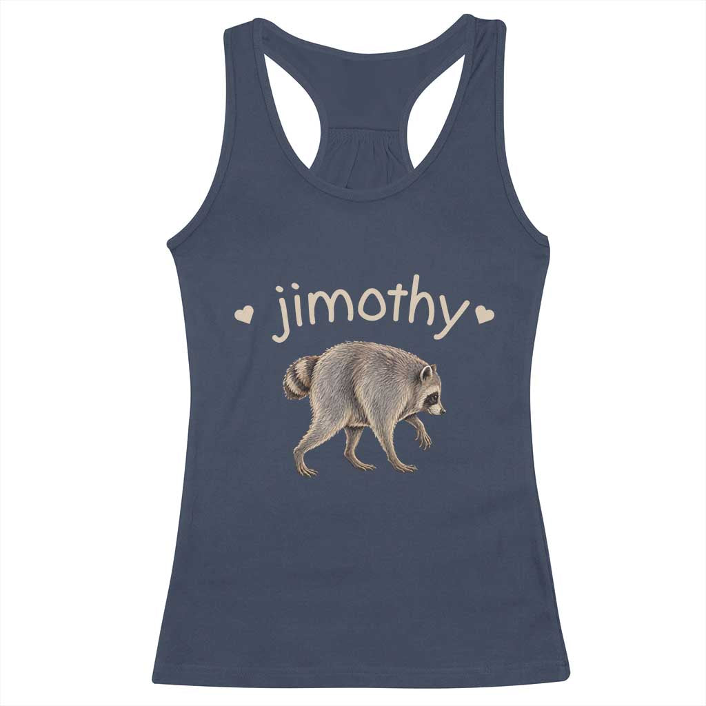 Cute Jimothy the Raccoon Heart Graphic Racerback Tank Top Viral Seattle Trash Panda Meme TS02 Navy Print Your Wear