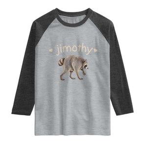 Cute Jimothy the Raccoon Heart Graphic Raglan Shirt Viral Seattle Trash Panda Meme TS02 Heather Gray Heather Charcoal Print Your Wear