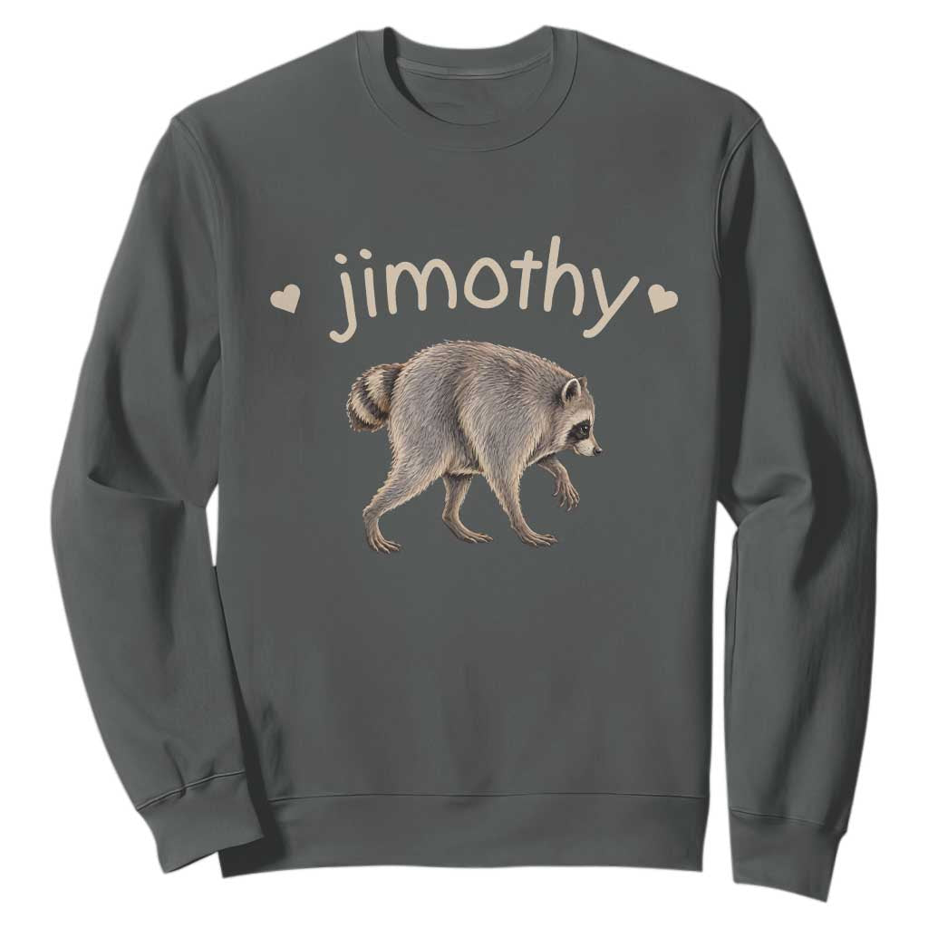 Cute Jimothy the Raccoon Heart Graphic Sweatshirt Viral Seattle Trash Panda Meme TS02 Dark Heather Print Your Wear