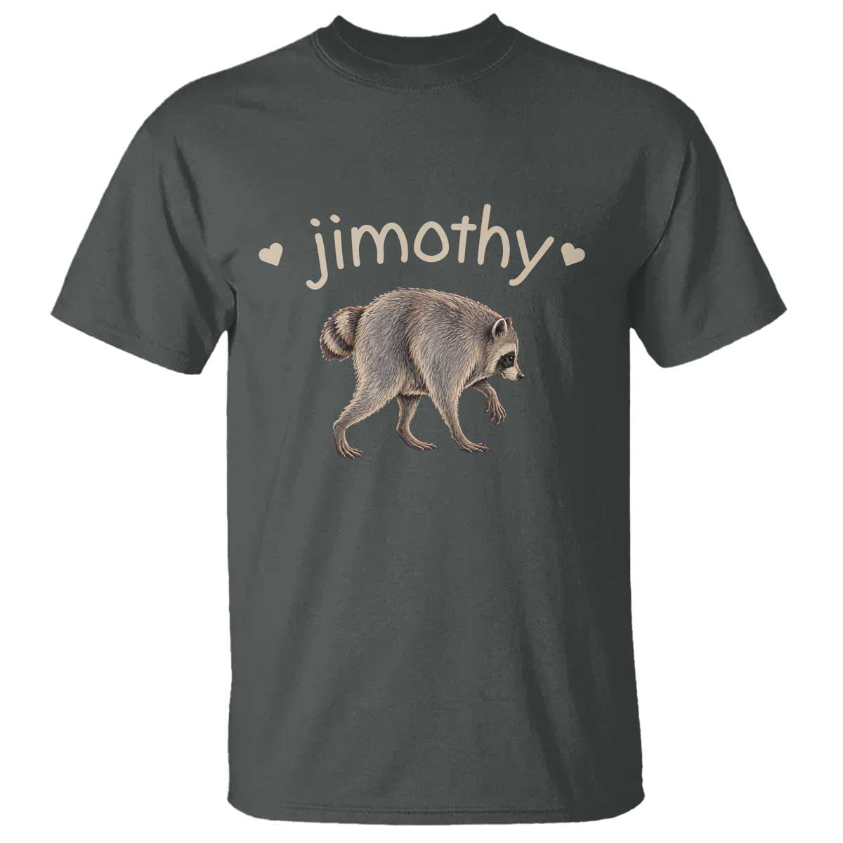Cute Jimothy the Raccoon Heart Graphic T Shirt Viral Seattle Trash Panda Meme TS02 Dark Heather Print Your Wear