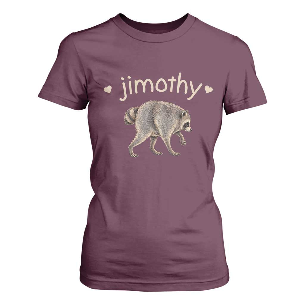 Cute Jimothy the Raccoon Heart Graphic T Shirt For Women Viral Seattle Trash Panda Meme TS02 Maroon Print Your Wear