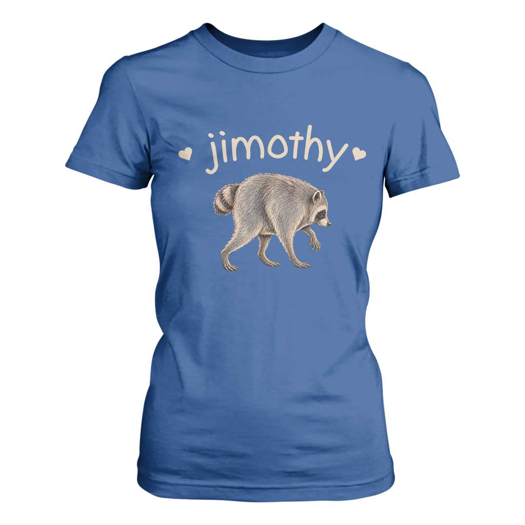 Cute Jimothy the Raccoon Heart Graphic T Shirt For Women Viral Seattle Trash Panda Meme TS02 Royal Blue Print Your Wear