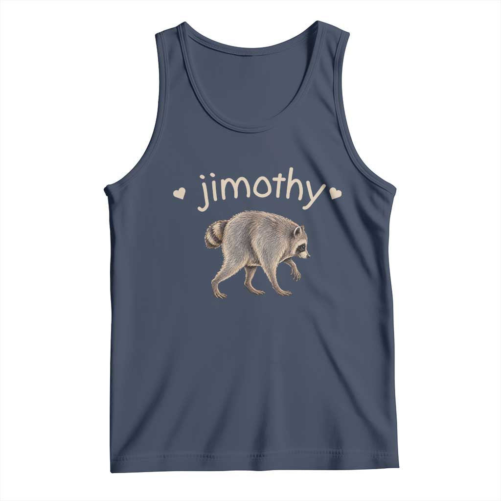 Cute Jimothy the Raccoon Heart Graphic Tank Top Viral Seattle Trash Panda Meme TS02 Navy Print Your Wear