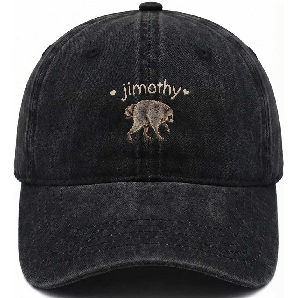 Cute Jimothy the Raccoon Heart Graphic Washed Cotton Baseball Cap Viral Seattle Trash Panda Meme TS02 Print Your Wear