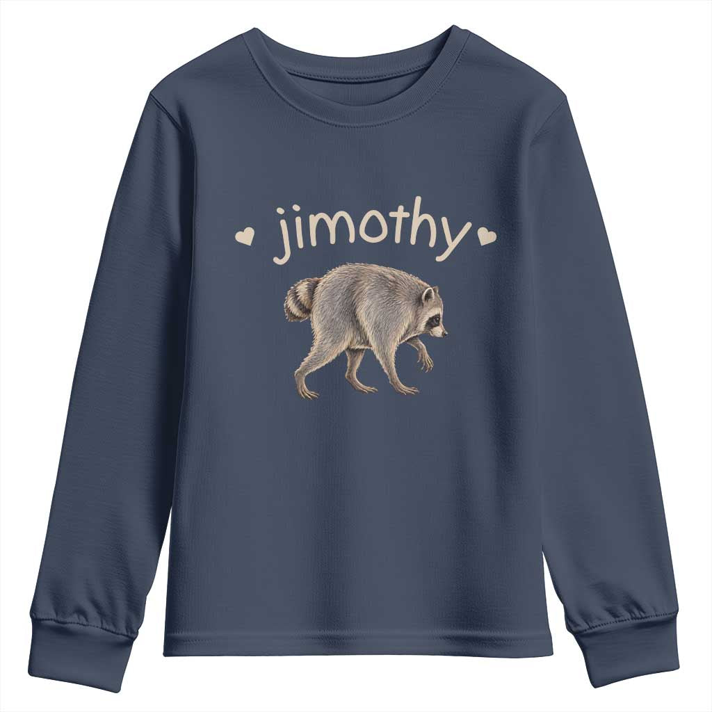 Cute Jimothy the Raccoon Heart Graphic Youth Sweatshirt Viral Seattle Trash Panda Meme TS02 Navy Print Your Wear