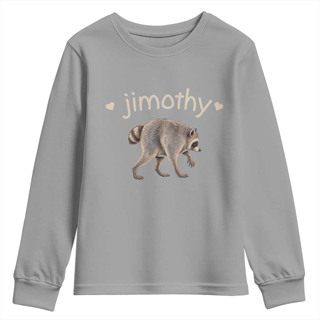 Cute Jimothy the Raccoon Heart Graphic Youth Sweatshirt Viral Seattle Trash Panda Meme TS02 Sport Gray Print Your Wear