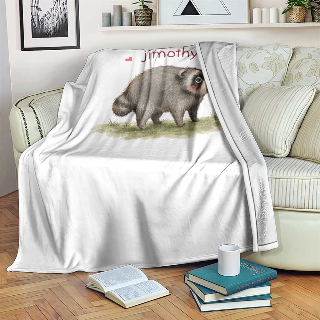 Cute Watercolor Viral Jimothy the Raccoon Throw Blanket Viral Seattle Trash Panda Meme TS02 Print Your Wear