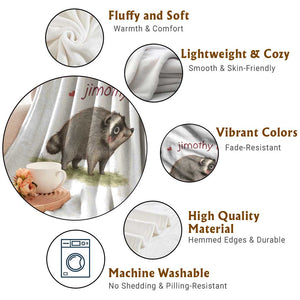 Cute Watercolor Viral Jimothy the Raccoon Throw Blanket Viral Seattle Trash Panda Meme TS02 Print Your Wear