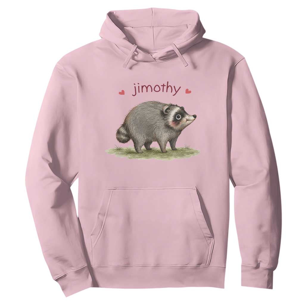 Cute Watercolor Viral Jimothy the Raccoon Hoodie Viral Seattle Trash Panda Meme TS02 Light Pink Print Your Wear