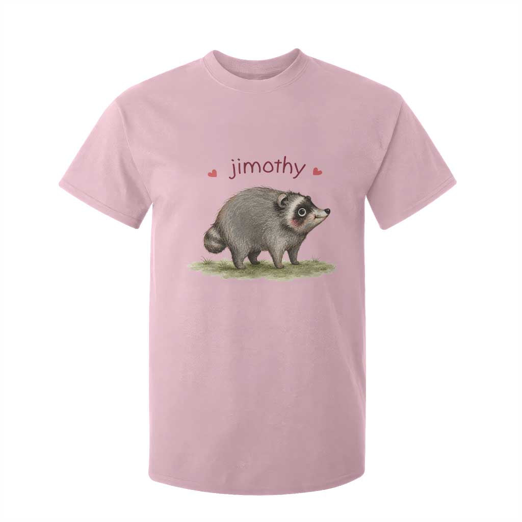 Cute Watercolor Viral Jimothy the Raccoon T Shirt For Kid Viral Seattle Trash Panda Meme TS02 Light Pink Print Your Wear