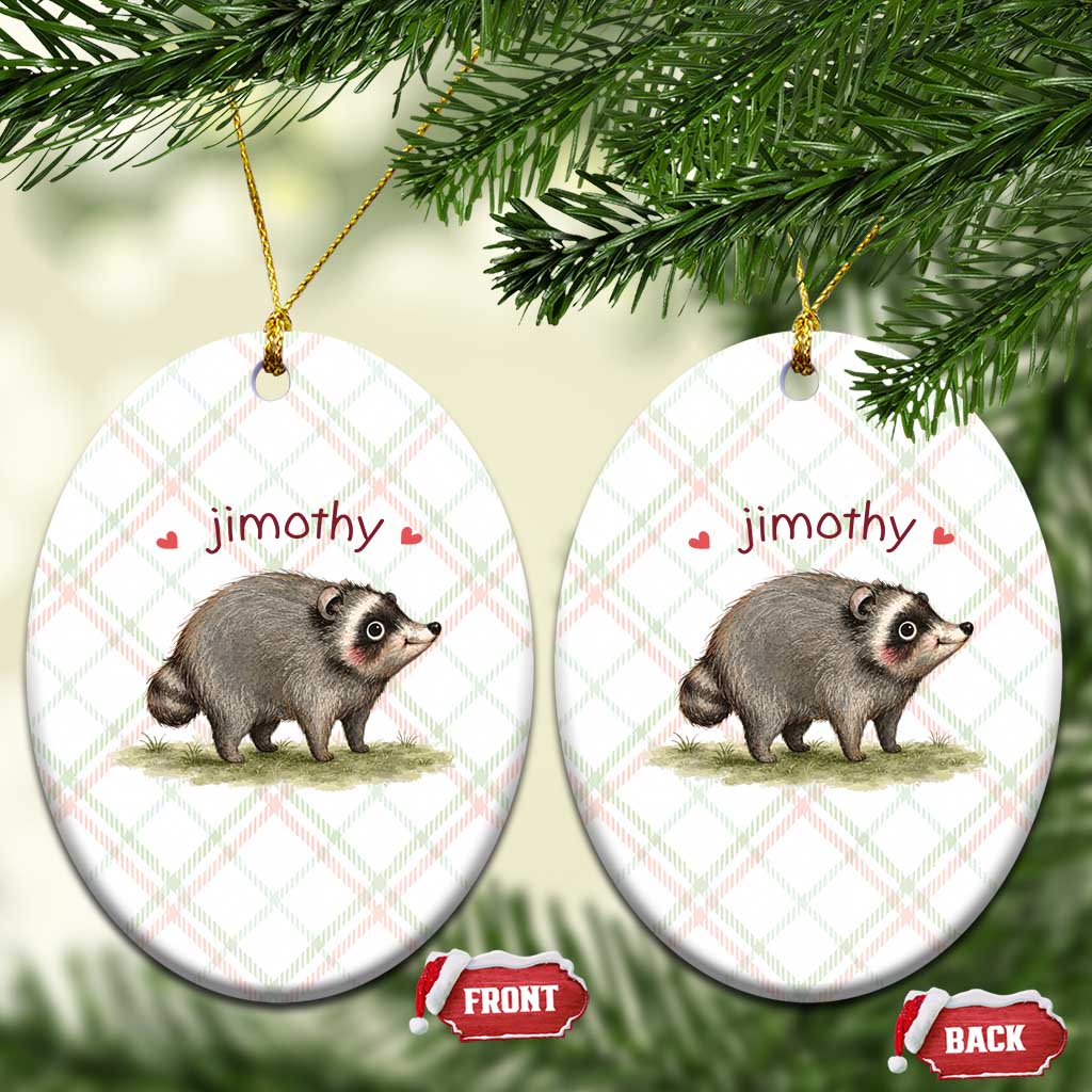 Cute Watercolor Viral Jimothy the Raccoon Ceramic Ornament Viral Seattle Trash Panda Meme TS02 Print Your Wear