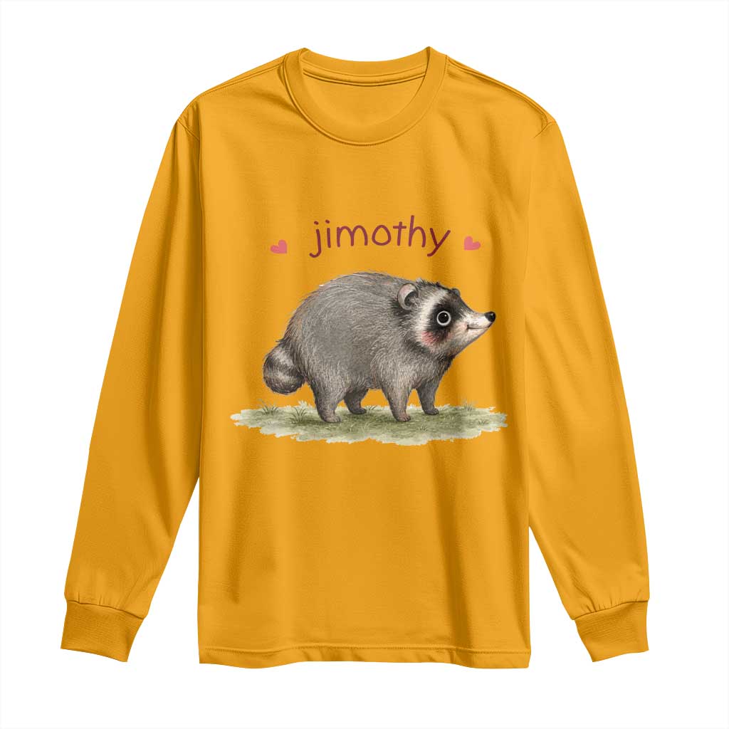 Cute Watercolor Viral Jimothy the Raccoon Long Sleeve Shirt Viral Seattle Trash Panda Meme TS02 Gold Print Your Wear