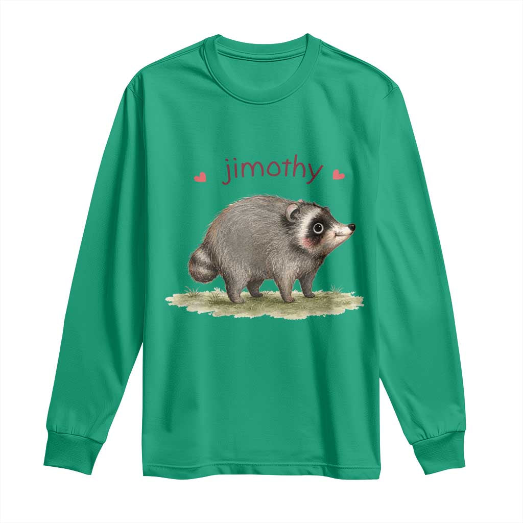 Cute Watercolor Viral Jimothy the Raccoon Long Sleeve Shirt Viral Seattle Trash Panda Meme TS02 Irish Green Print Your Wear