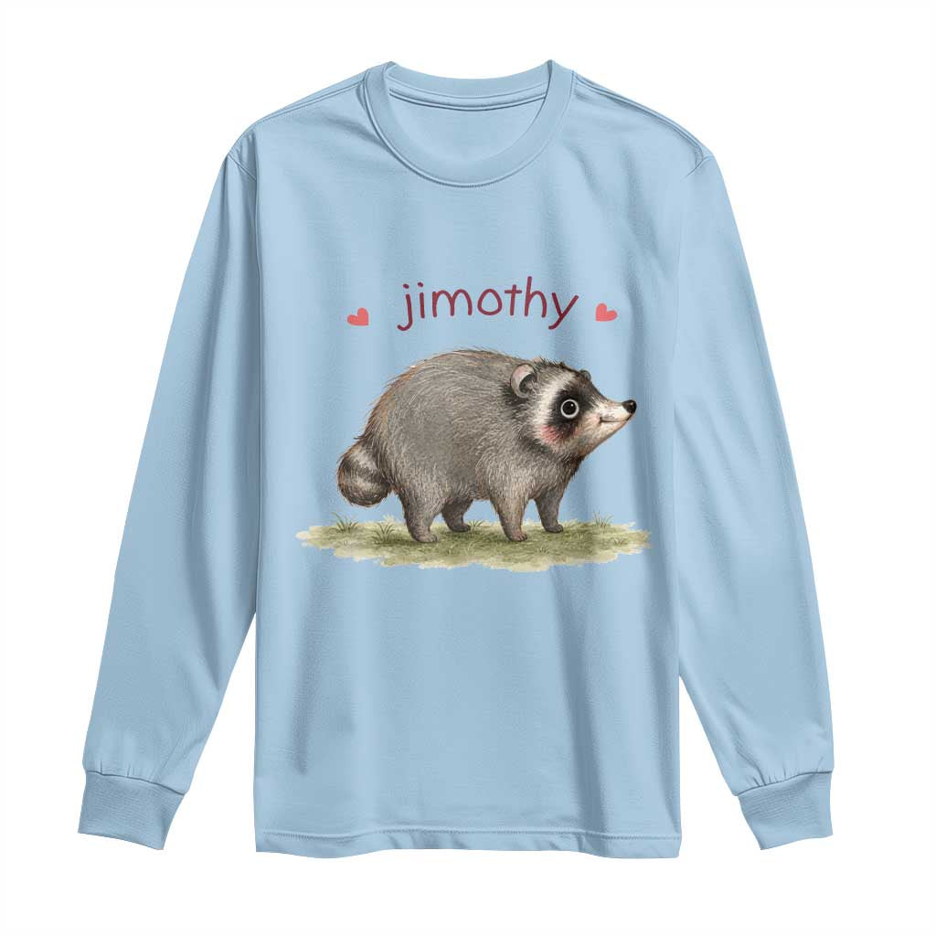 Cute Watercolor Viral Jimothy the Raccoon Long Sleeve Shirt Viral Seattle Trash Panda Meme TS02 Light Blue Print Your Wear