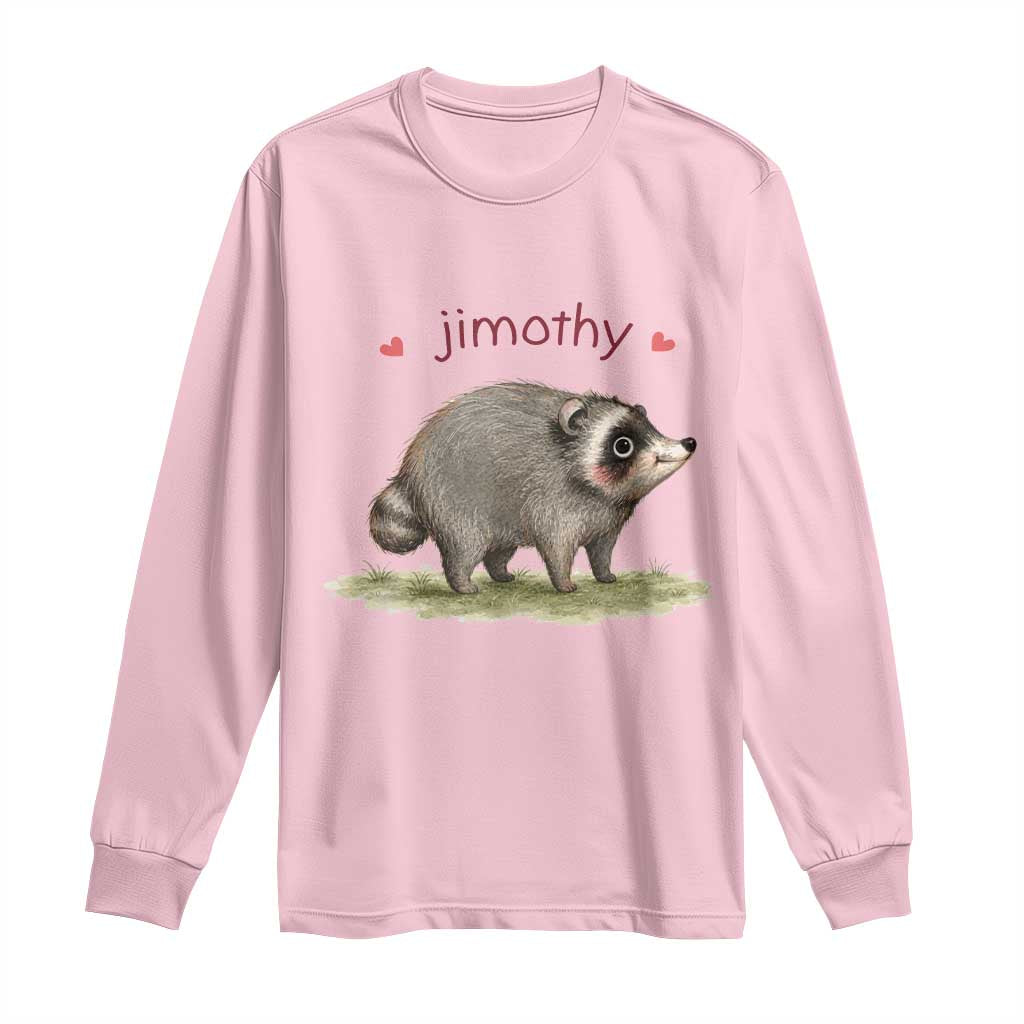 Cute Watercolor Viral Jimothy the Raccoon Long Sleeve Shirt Viral Seattle Trash Panda Meme TS02 Light Pink Print Your Wear