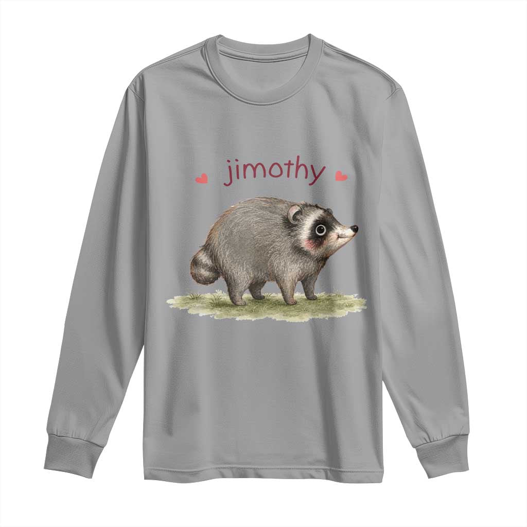 Cute Watercolor Viral Jimothy the Raccoon Long Sleeve Shirt Viral Seattle Trash Panda Meme TS02 Sport Gray Print Your Wear
