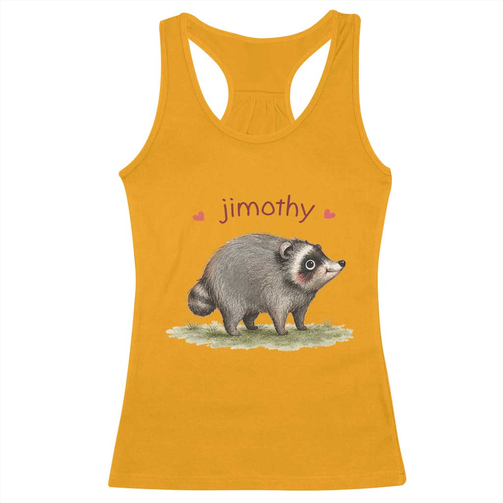 Cute Watercolor Viral Jimothy the Raccoon Racerback Tank Top Viral Seattle Trash Panda Meme TS02 Gold Print Your Wear