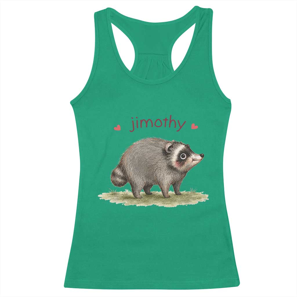 Cute Watercolor Viral Jimothy the Raccoon Racerback Tank Top Viral Seattle Trash Panda Meme TS02 Irish Green Print Your Wear