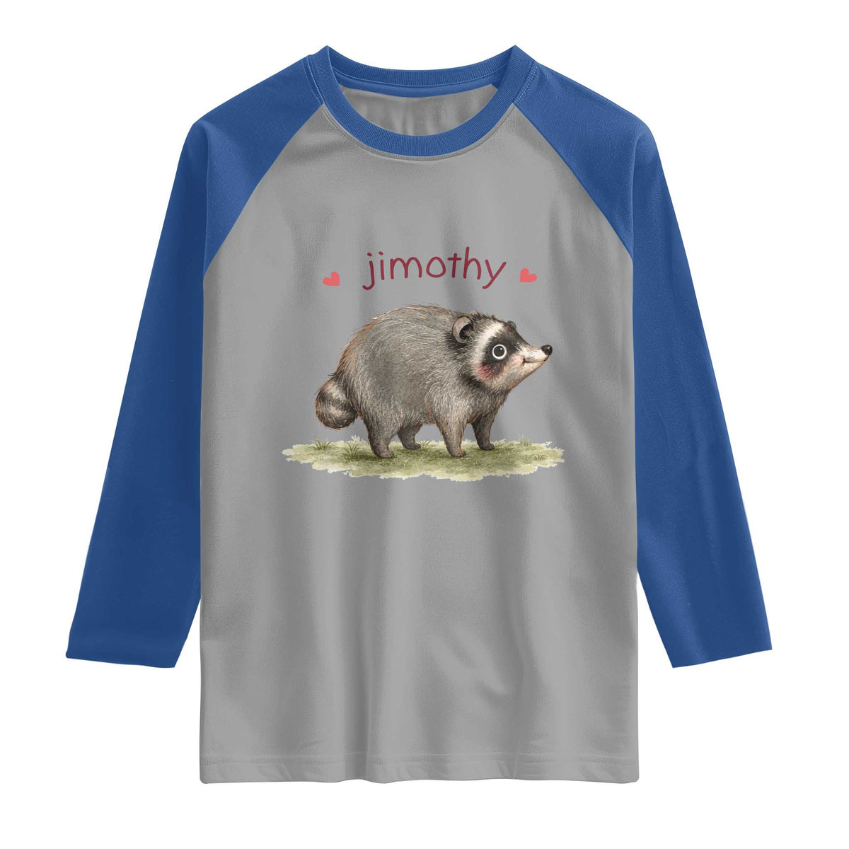 Cute Watercolor Viral Jimothy the Raccoon Raglan Shirt Viral Seattle Trash Panda Meme TS02 Sport Gray Royal Print Your Wear